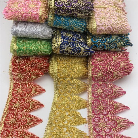 10yards  colors Rayon Embroidery Scalloped Lace Trim Metallic Bridal wedding Trim Wide:12.5cm ► Photo 1/6