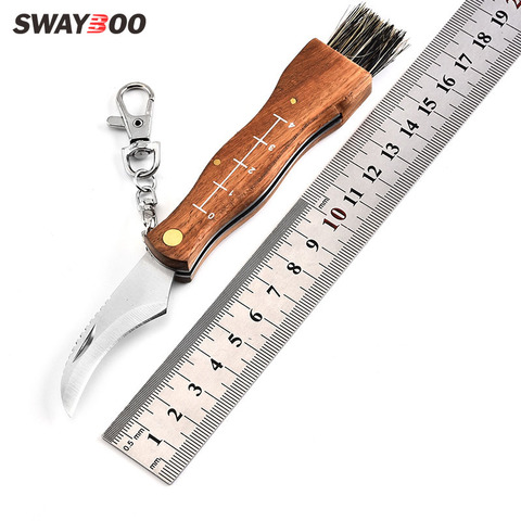 Swayboo Mini Portable rosewood handle collecting mushroom knife camping knives with brush multi-function folding knife tool ► Photo 1/5