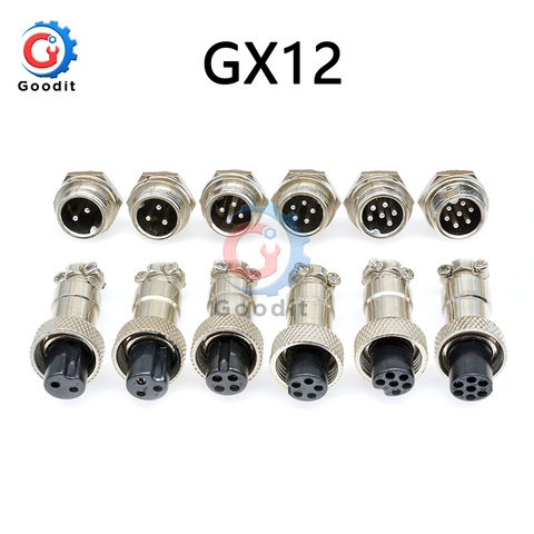 1set GX12 2/3/4/5/6/7 Pin Male & Female 12mm L88-93 Wire Circular Panel Connector Aviation Socket Plug with Plastic Cap Lid ► Photo 1/6