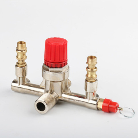 Double Outlet Tube Alloy Air Compressor Switch Pressure Regulator Valve Fitting Part Accessories High Quality Hot Sale ► Photo 1/2