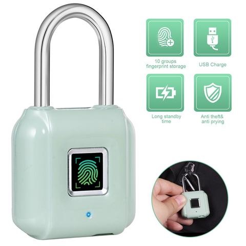 KERUI Smart Fingerprint Padlock USB Rechargeable Mini Size Finger Touch Lock for Door Cabinets Gym Locker Bikes ► Photo 1/6