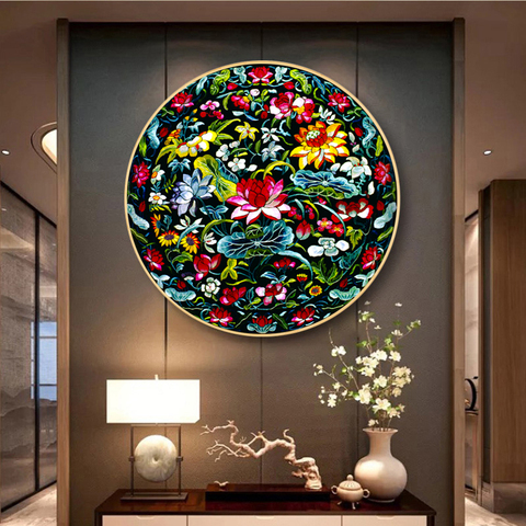Embroidery DIY Chinese Style Lotus/Chrysanthemum/Fish/Crane Patterns Printed Kits Cross Stitch Thread Needlework Sets Home Decor ► Photo 1/6