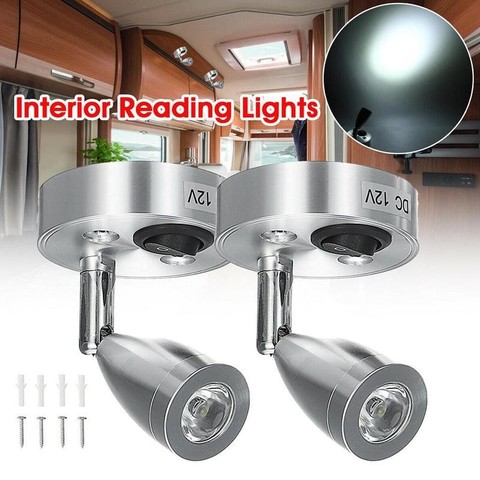 New 12V Interior Reading Switch Lights For  Campervan Caravan Boat Home Trailer Wall Bedside Lamp Universal Lighting Spotlight ► Photo 1/6