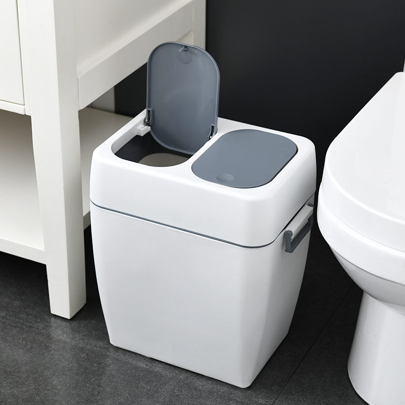 Household Garbage Stacking Bin With Cover Recycling Bin Kitchen Dry Wet  Separation Bin Toilet Bin Kitchen Trash Bin - Waste Bins - AliExpress