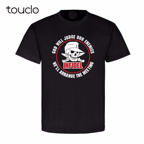 Male Best Selling T Shirt German Infidel God will judge our enemies we'll arrange Tee shirts Sleeve Harajuku Tops Tees ► Photo 1/1