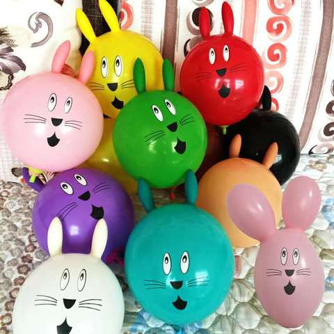 10pcs 12 inch printed latex balloon rabbit shaped children's toy ball cartoon animal balloons birthday decoration ► Photo 1/3