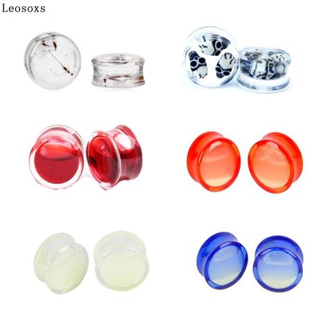 Leosoxs 2 Piece Explosion Acrylic Luminous Ear Extension Ear Studs Liquid Auricle Body Piercing Ornament For Men And Women ► Photo 1/6