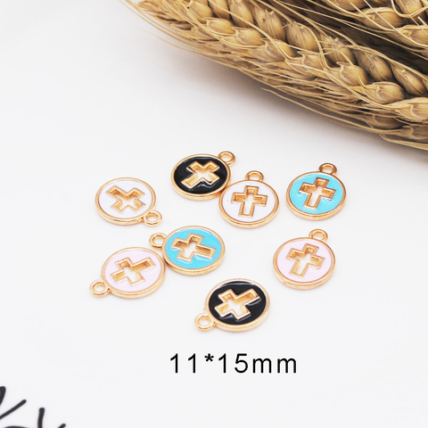 30pcs/lot Candy Color Cross Oil Drop Charms DIY Bracelet Necklace Making Pendant For DIY Handmade Jewelry ► Photo 1/6