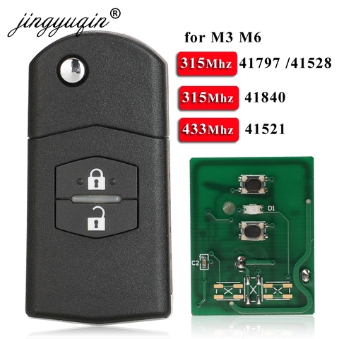 jingyuqin 2 Button Remote Fob Flip Car Key 315Mhz /433Mhz 4D63 for Mazda 3 M3 Axela 6 M6 Atenza 41797/41528 41521 41840 ► Photo 1/6