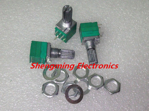 10pcs B5K B10K B20K B50K B100K Audio Amplifier Sealed Potentiometer 15mm Shaft 5pins with switch RV097NS ► Photo 1/2