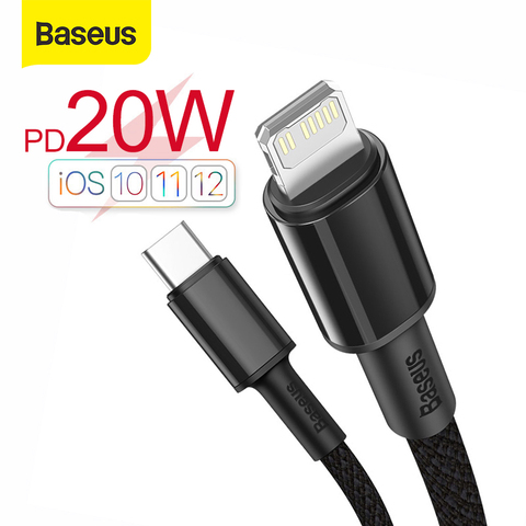 Baseus 20W USB C Cable for iPhone 12 11 Pro Max XR 8 PD Fast Charging for iPhone Charger Cable for MacBook iPad Pro Type C Cable ► Photo 1/6