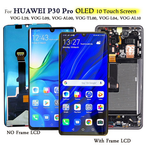 P30 Pro Display Screen with Fingerprints, for Huawei P30 Pro VOG-L29  VOG-L09 Lcd Display Touch Screen Digitizer Replacement