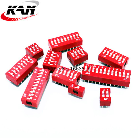 10PCS Slide Type Switch 1 2 3 4 5 6 7 8 9 10 12 Bit 2.54mm Position Way DIP Red Pitch Toggle Switch Red Snap Switch hjxrhal ► Photo 1/6