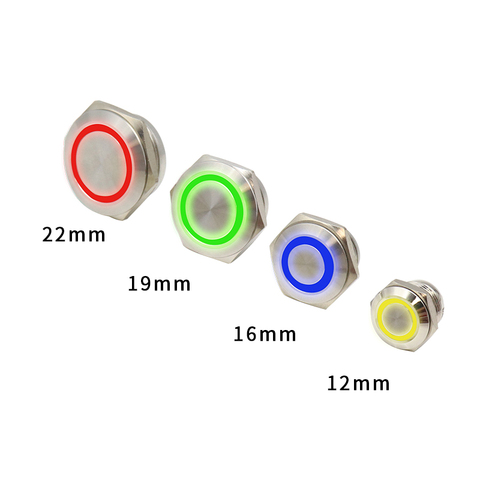 12/16/19/22/25/30mm Mirco Switch Short Strock Stainless Steel Momentary Self-reset Waterproof Metal Push Button Switch LED Light ► Photo 1/6