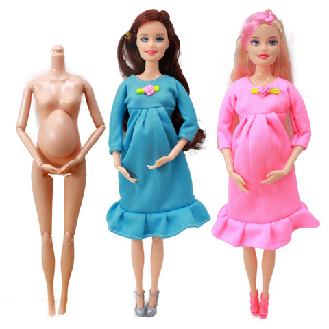 11 Inches Pregnant Doll Body with Head 1/6 Pregnant Woman Naked Body with Newborn Baby Fashion Doll Toys for Children girl ► Photo 1/6