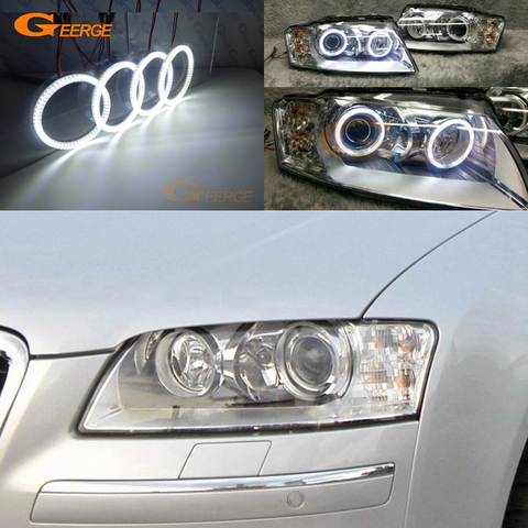 For Audi A8 S8 4E D3 2002 2003 2004 2005 2006 2007 2008 2009 2010 Excellent Ultra bright smd led Angel Eyes DRL halo rings ► Photo 1/6