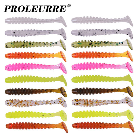20pcs/Lot Fishing Jigging Wobblers Soft Baits 5cm 0.7g Spiral Worm Lures Artificial Silicone Swimbaits Bass Carp Pesca Tackle ► Photo 1/6