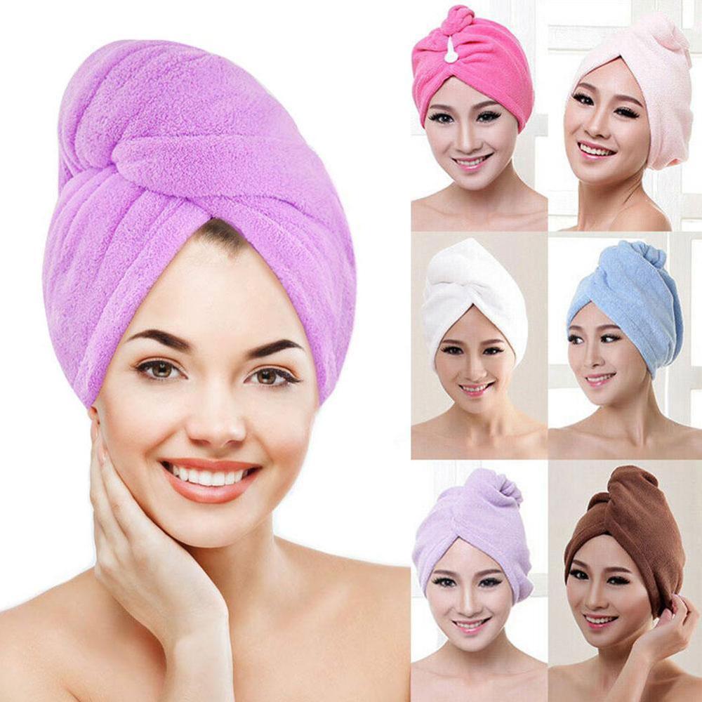 100% Cotton After Shower Hair Drying Wrap Towel Quick Dry Hair Hat Cap Turban 