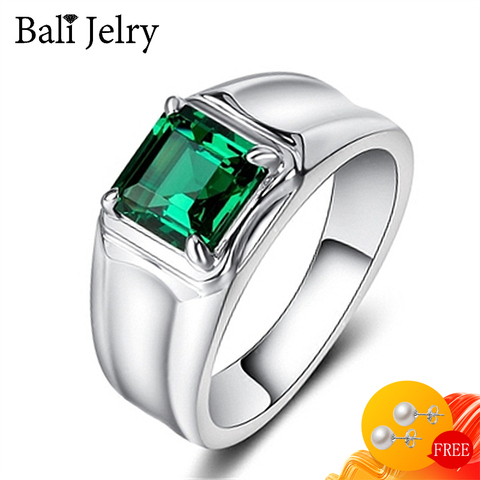 BaliJelry Men Ring 925 Silver Jewelry with Emerald Sapphire Ruby Gemstone Open Rings for Wedding Engagement Party Accessories ► Photo 1/6