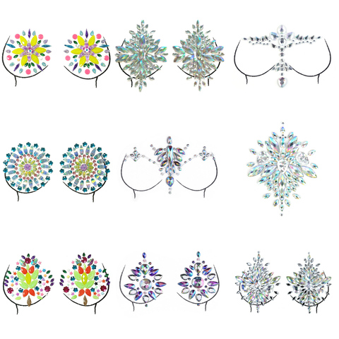 Rhinestone Nipple Cover Reusable Crystal Bra Stickers Adhesive