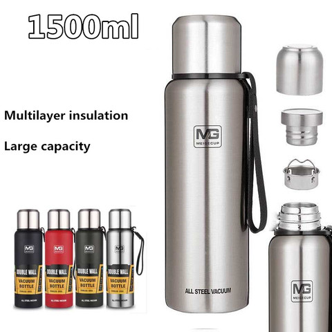 Eco-Friendly Insulated 1500ml Vacuum Flasks Large Capacity Thermals Cup Portable Rope Thermos Water Bottle With Tea Infuser ► Photo 1/6
