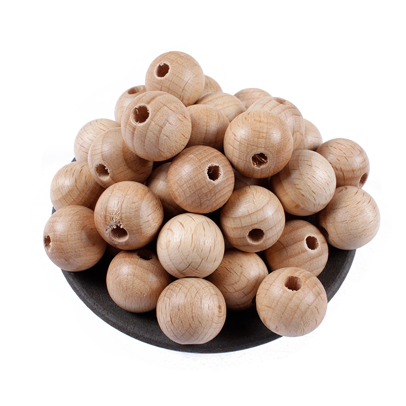 10mm/12mm/14mm/15mm/16mm 50Pcs Beech Ball Wood Spacer Beads For Charm Bracelet Wholesale Baby Safe Teether Wooden Round Bead ► Photo 1/5