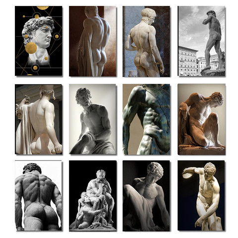 Greek Statue Plaster Sculpture Artwork David Art Canvas Painting Figure Poster and Print Wall Picture for Living Room Home Decor ► Photo 1/1