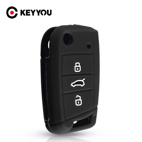 KEYYOU Silicone Key Case Key Cover For Volkswagen VW Golf MK7 Tiguan For Skoda Octavia For Seat Leon Ibiza Octavia A7 ► Photo 1/6