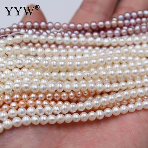 90PCs/Strand Natural Freshwater Pearl Beads Cultured Round DIY Bracelet Necklace Jewelry Round 4-4.5m Pink Purple white Pearl ► Photo 1/5