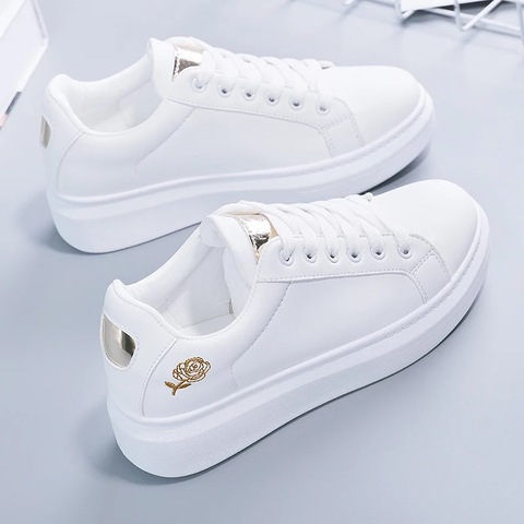 2022 New Spring Tenis Feminino Lace-up White Shoes Woman PU Leather Solid Color Female Shoes Casual Women Shoes Sneakers ► Photo 1/6