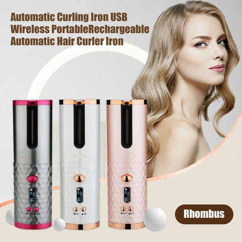 Portable Wireless Automatic Hair Curling Iron Cordless USB Rechargeable Air Curler with LCD Digital Display for Home Hair Curls ► Photo 1/6