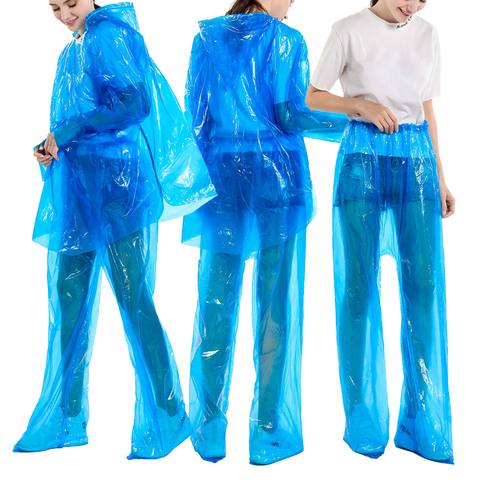Disposable Split Raincoat Adult Transparent Rainwear Set Waterproof Hooded Coveralls Protective Suit Security Protection Clothes ► Photo 1/6