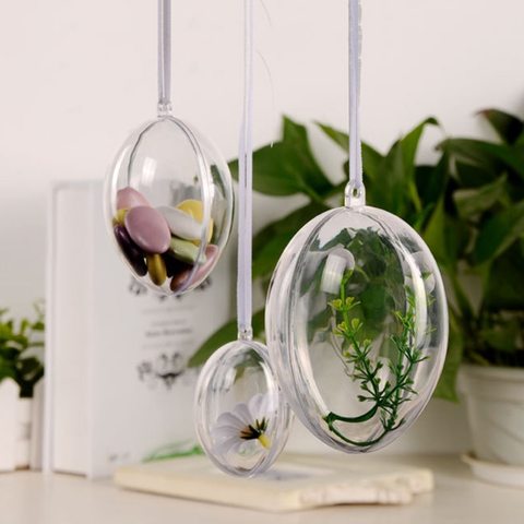 10pcs Easter Transparent Egg Plastic Clear Ornament Party Wedding Hanging Decorations Ball Kid Favors Candy Gift Box Flowers Box ► Photo 1/6