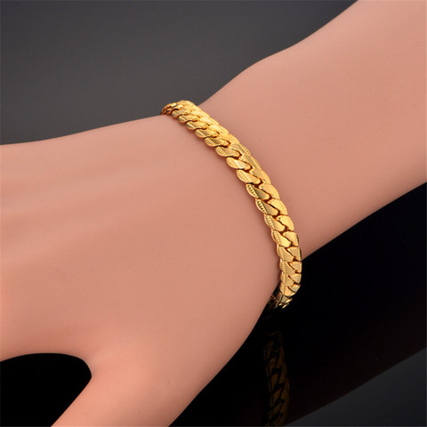 Gold Color Bracelet for Men Women Curb Snake Link Chain Stainless Steel Mens Womens Bracelets Chains Jewelry for Men ► Photo 1/6
