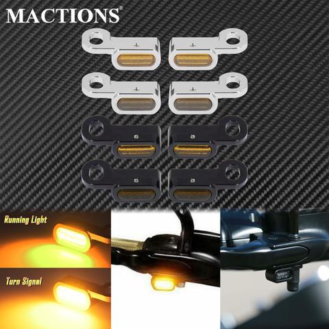 Motorcycle 12V LED Mini Turn Signals Indicators Running Light With E Mark For Harley Touring Street Glide 14-20 Softail 16-17 ► Photo 1/6