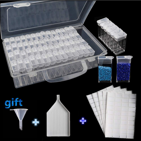 64pcs Plastic Diamond Painting Accessories with tray Container Storage Box Diamant Painting embroidery pattern cross stitch kits ► Photo 1/6