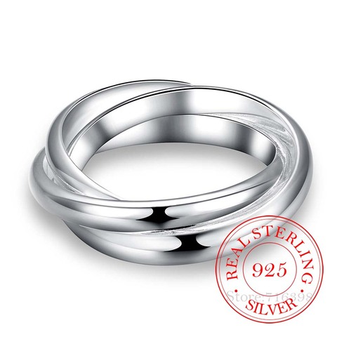 925 Sterling Silver Jewelry Three Circles Couple's Wedding Silver Rings for Women Men New Beautiful Fashion Anel De Prata Bijoux ► Photo 1/6