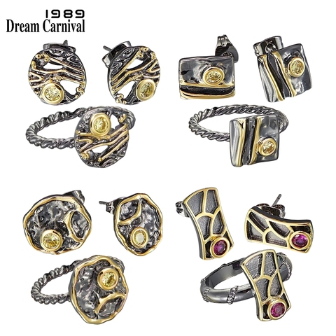 DreamCarnival1989 Recommend Ring-Earrings Set for Women Geometric Collection Hot Sell Small Size Number 6 Girls Party Jewelry ► Photo 1/6