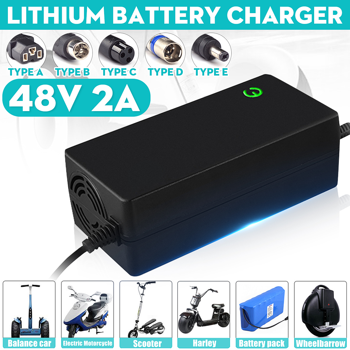 48V 2A Moisture-proof Lithium Battery Charger Electric Bicycle