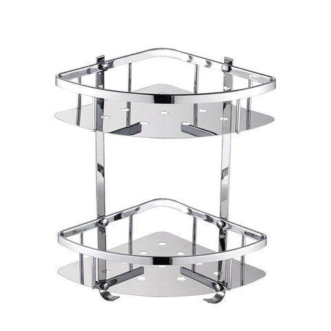 Deluxe 304 Stainless Steel Double Tiers Corner Shower Bright Basket Shelf Tidy Rack Caddy Storage Organizer etagere mural ► Photo 1/6