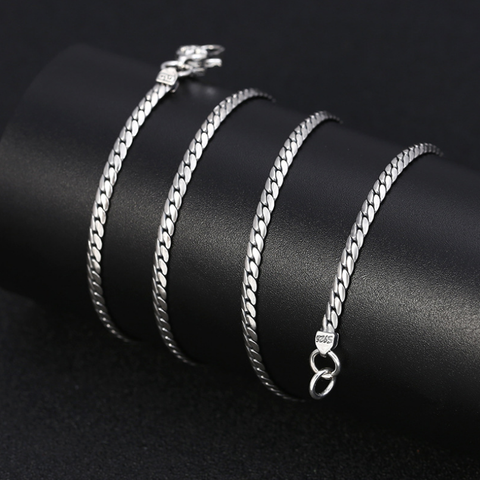 925 Sterling Silver 3MM Link Chain Necklace Men 18-24inch Chains fit Pendants Pure Thai Silver Punk Black Jewelry ► Photo 1/5