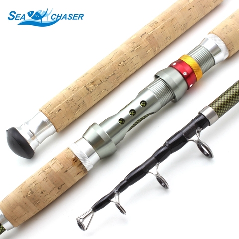 Promotion! 2.1m 2.4m 2.7m 3.0m 3.6m Telescopic Fishing Rod carbon wooden handle Spinning Rod Extra heavy carp fishing sea pole ► Photo 1/6