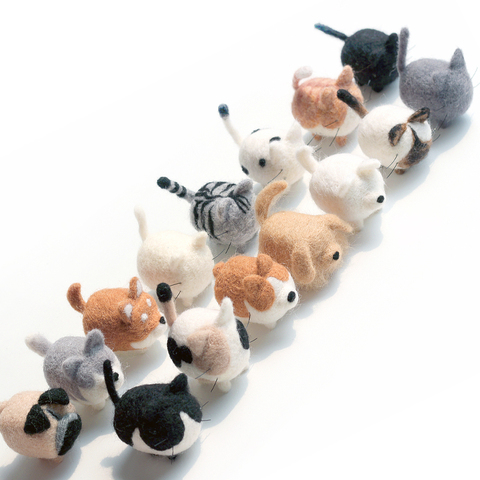 Easyhandmade Wool Felt Poke Toys Package Handmade DIY Cat Siamese Shiba Inu Pendant Novice Tool Set ► Photo 1/5