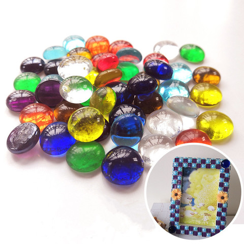 100g Clear Round Glass Gems Mosaic Tiles Flat Beads for Arts Craft Decorative Glass Pebbles Stone DIY Cabochon Mosaic Making ► Photo 1/6