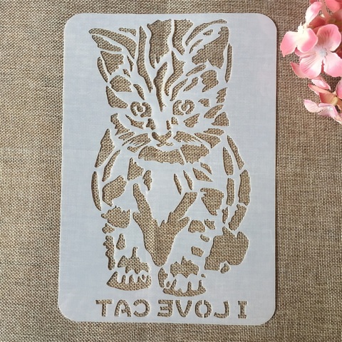 18*26cm Sit Down Cat I Love Cat DIY Layering Stencils Painting Scrapbook Coloring Embossing Album Decorative Card Template ► Photo 1/1