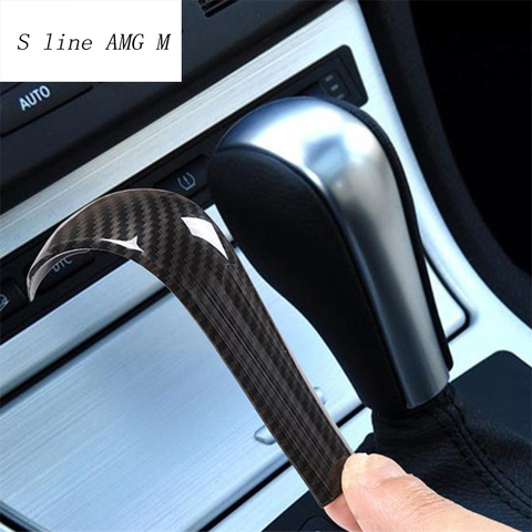 Car Styling Carbon fiber Gear Shift Handle Sleeve Sticker Cover Trim For BMW 5 series E60 X3 E83 6 series E63 X5 E53 Accessories ► Photo 1/6