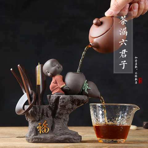 Free Shipping Kung Fu Tea Set Tea Ceremony Little Monk Tea Accessories Set Clip Needle Ceramic Tea Scoop Strainers Six Gentleman ► Photo 1/5