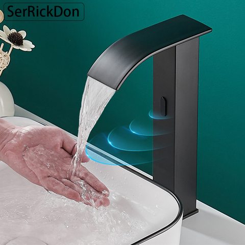 Smart Sensor Waterfall Basin  Faucet  Automatic Sensor Faucet Touchless Sink Basin Hot  Cold Water Mixer Crane Bathroom Faucet ► Photo 1/6