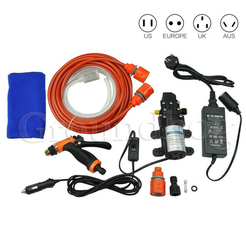 High Pressure Self-priming Electric Car Washing Washer Machine 12V 76w Car Washer Pump Cleaner + 220 to 12V Adapter Package ► Photo 1/1