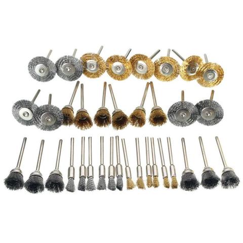 New 36Pcs Brass Brush Steel Wire Wheels Brushes Drill Rotary Tools Polishing Dremel Rotary Tools Metal Rust Removal Brush Set ► Photo 1/6